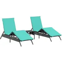 vidaXL Sonnenliegen 2 Stk. mit Tisch Schwarz Poly Rattan