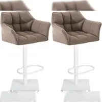 Décoshop26 - Set aus 2 verstellbaren Barhockern aus orangefarbenem PVC mit gepolsterter umlaufender Sitzfläche und weißem 10_0006840