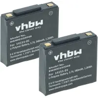 VHBW 2x Akku kompatibel mit GN Netcom GN9125, GN-NORDKOM GN9120 Wireless Headset Kopfhörer (340 mAh, 3,7 V, Li-Polymer)