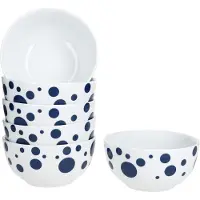 MamboCat Pula dunkelblau 6x Müsli-Schale Ø14cm 400ml Porzellan 6 Pers. Schüssel Punkte