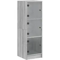 vidaXL Highboard mit Glastüren Grau Sonoma 35x37x109 cm