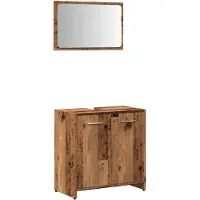 vidaXL Badschrank mit Spiegel Altholz-Optik Holzwerkstoff