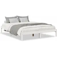 vidaXL Massivholzbett Extra Lang ohne Matratze Weiß 140x210 Kieferholz
