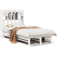 vidaXL Massivholzbett mit Regal ohne Matratze Weiß 75x190 cm Kiefer