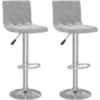 vidaXL Barhocker 2 Stk. Hellgrau Samt