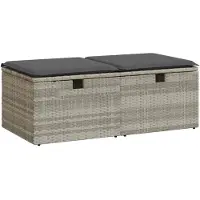vidaXL 2-tlg. Garten-Sofagarnitur mit Kissen Hellgrau Poly Rattan