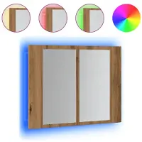 vidaXL LED-Spiegelschrank Artisan-Eiche 60x12x45 cm Holzwerkstoff