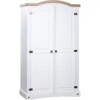 vidaXL Kleiderschrank Mexiko-Stil Kiefernholz 2 Türen Weiß