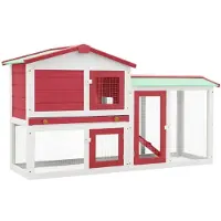 vidaXL Großer Kaninchenstall Rot und Weiß 145x45x84 cm Holz