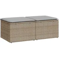 vidaXL 2-tlg. Garten-Sofagarnitur mit Kissen Beige Poly Rattan Akazie