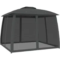 vidaXL Pavillon mit Doppeldach & Netzwänden Anthrazit 2,93x2,93m Stahl