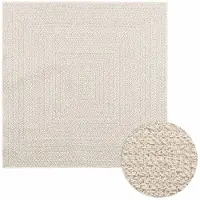 vidaXL Teppich ZIZUR Creme 120x120 cm Jute-Optik Indoor und Outdoor