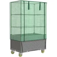 vidaXL Hochbeet mit Aufsatz und Rollen Rattan-Optik 80x50x182 cm