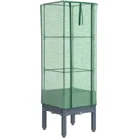 vidaXL Hochbeet mit Gewächshaus-Aufsatz Rattan-Optik 40x40x140 cm