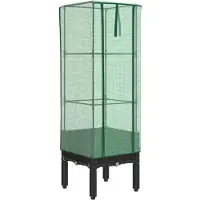 vidaXL Hochbeet mit Gewächshaus-Aufsatz Rattan-Optik 40x40x140 cm