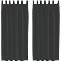 vidaXL Voile Vorhänge mit Stangentaschen 2 Stk. Schwarz