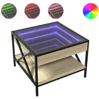 vidaXL Couchtisch mit Infinity-LED Sonoma-Eiche 50x50x38 cm
