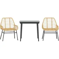 vidaXL 3-teiliges Garten-Esszimmer-Set Braunes Polyrattanglas