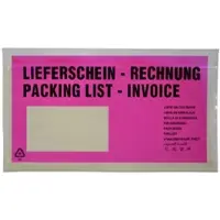 VEPATIM 1000x Dokumententaschen *Lieferschein/Rechnung* DIN Lang 235x130mm pink