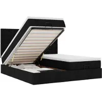vidaXL Ottoman-Bett mit Matratzen & LEDs Schwarz 160x200 cm Stoff