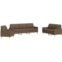 vidaXL 3-tlg. Sofagarnitur Braun Stoff