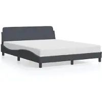DKD Home Decor Bettgestell mit Kopfteil Dunkelgrau 160x200 cm Samt