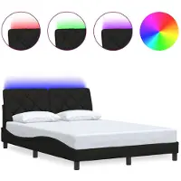 vidaXL Bettgestell mit LED ohne Matratze Schwarz 140x190 cm Stoff