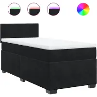 vidaXL Boxspringbett mit Matratze Schwarz 90x200 cm Samt