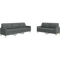vidaXL 2-tlg. Sofagarnitur Dunkelgrau Stoff