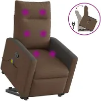 vidaXL Massagesessel mit Aufstehhilfe Braun Stoff