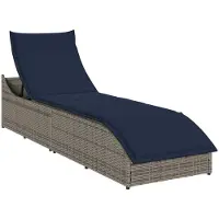 vidaXL Klappliege mit Auflage und Stauraum Grau Poly-Rattan