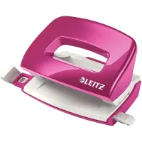 Leitz NeXXt Series WOW Metal Mini Hole Punch, 10 Blätter, Metallisch, Pink, Weiß, Metall, 220 g, 67 x 100 x 71 mm