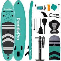 LifeGoods PaddlePro SUP Board mit Sitz, aufblasbares Stand-Up-Paddle-Board, komplettes Set 320x81 cm, 150 kg, Mintgrün/Schwarz – Paddel Board mit Rucksack, für Einsteiger und Fortgeschrittene
