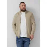 s.Oliver Strickjacke Baumwoll-Strickjacke mit Stehkragen und Logo-Patch