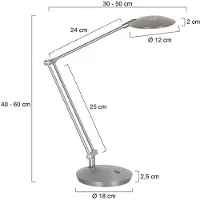 Steinhauer Schreibtischlampe Zenith, dimmbar, alu / grau / zink, für Arbeitszimmer / Büro, Metall, Modern, Tischlampe