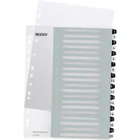 Leitz WOW Register, Kunststoff, schwarz-weiß, DIN A4, Überbreite, 1-20, 20 Taben, transparent