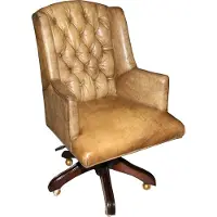 Casa Padrino Luxus Echtleder Chefsessel Büro Stuhl in Hellbraun - Drehbar und Höhenverstellbar - 104-111 cm x 64 cm x 67 cm