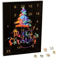VALIOSA Mode-Schmuck Adventskalender mit 1 Kette, 3 Armbänder, 20 Charms, das besondere Geschenk für Mädchen, Frauen & beste Freundin, schwarz, 24-teilig (1 Set)