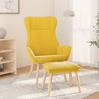 PUEAZU Relaxsessel mit Hocker Senfgelb Stoff - Fernseh- & Relaxsessel &44452