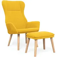 DKD Home Decor Relaxsessel mit Hocker Senfgelb Stoff