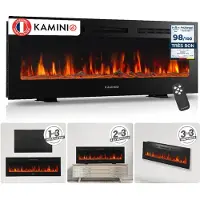 KAMINIO Elektrokamin MARLON - Elektrischer 3-in-1 Kamin mit Heizung, 3D-Flammeneffekt, 12 Flammenfarben, Fernbedienung - 50 Zoll
