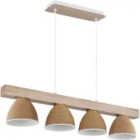 Globo Pendelleuchte LYNDON, Holz, höhenverstellbar, 4-flammig, H 120 cm