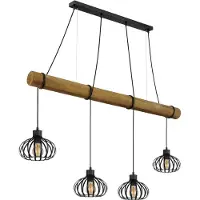 Globo Pendelleuchte Caldwell 4-flammig E27 Schwarz matt Metall Metallstäbe 150x125cm