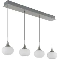 Globo LED Pendelleuchte Lui 32W warmweiss Nickel matt Metall Glas 150x90cm