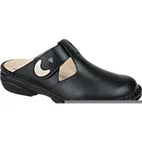 Finn Comfort Belem Damenpantolette, bequem, schwarz, Leder, - Damenschuhe Pantolette / Zehentrenner, Schwarz, leder&nbsp