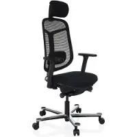 Hjh OFFICE High End Bürostuhl BICOLORE HIGH Ergonomischer Schreibtischstuhl mit Armlehnen (höhenverstellbar) Stoff / Netzstoff Schwarz/Silber Drehstuhl für Büro, Zuhause