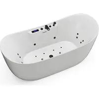 Vente-unique Whirlpool-Badewanne asymmetrisch mit LED-Beleuchtung - Weiß - 190 l - 180 x 80 x 74 cm - BOLAZA