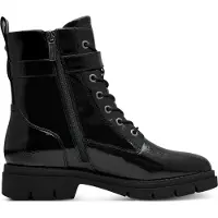 Tamaris Damen Stiefelette Schnürboots Reißverschluss Lack Zierschnalle 1-25289-41, Größe:41 EU, Farbe:Schwarz