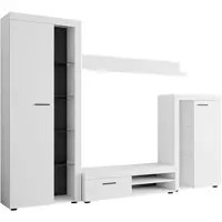 Mirjan 24 Wohnwand Farso, Design Wohnzimmer-Set, Schrankwand, Mediawand, Modernes Anbauwand (ohne Beleuchtung, Weiß)