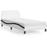 vidaXL Bettgestell "Dover" Weiß und Schwarz 100x200 cm Kunstleder